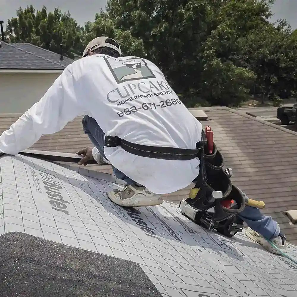 New architectural shingle roof with ridge vent and clean flashing